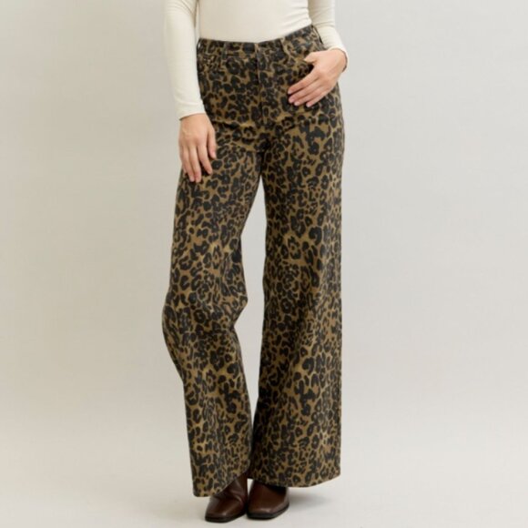 Judy Blue Retro wide leg leopard print - Picture 1 of 5